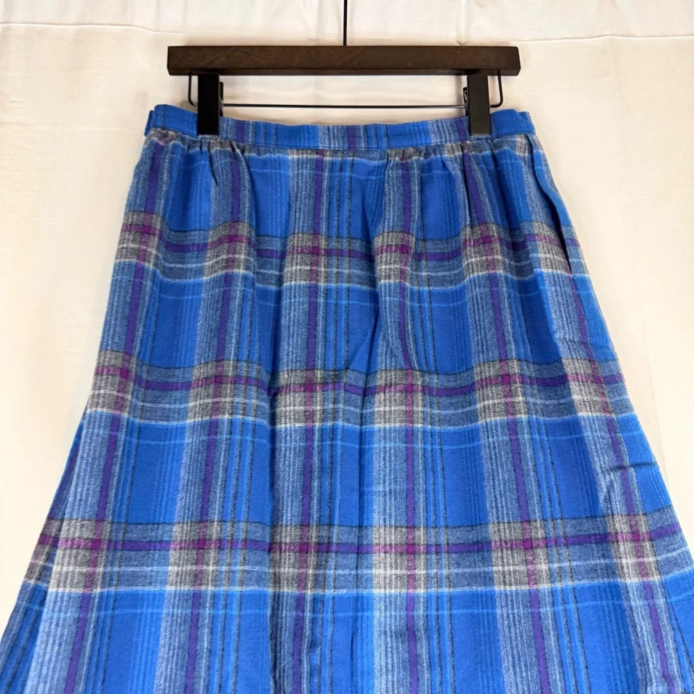 PENDLETON Women’s Size 14 Skirt Midi length Lined 100% Wool Plaid VINTAGE 80s